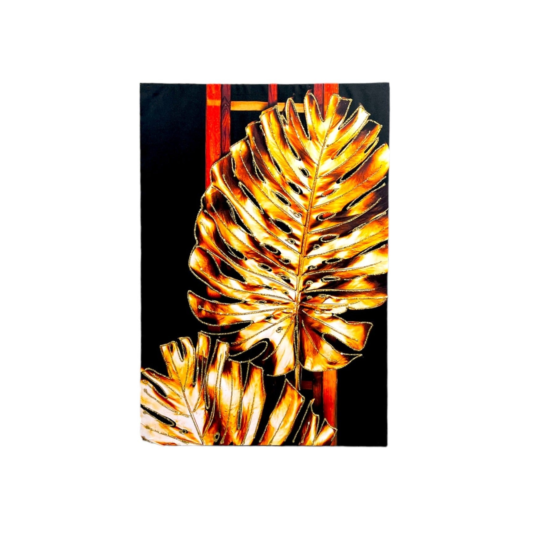 Gold flower leaf painting.