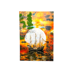 Old sailboat, moon, painting.