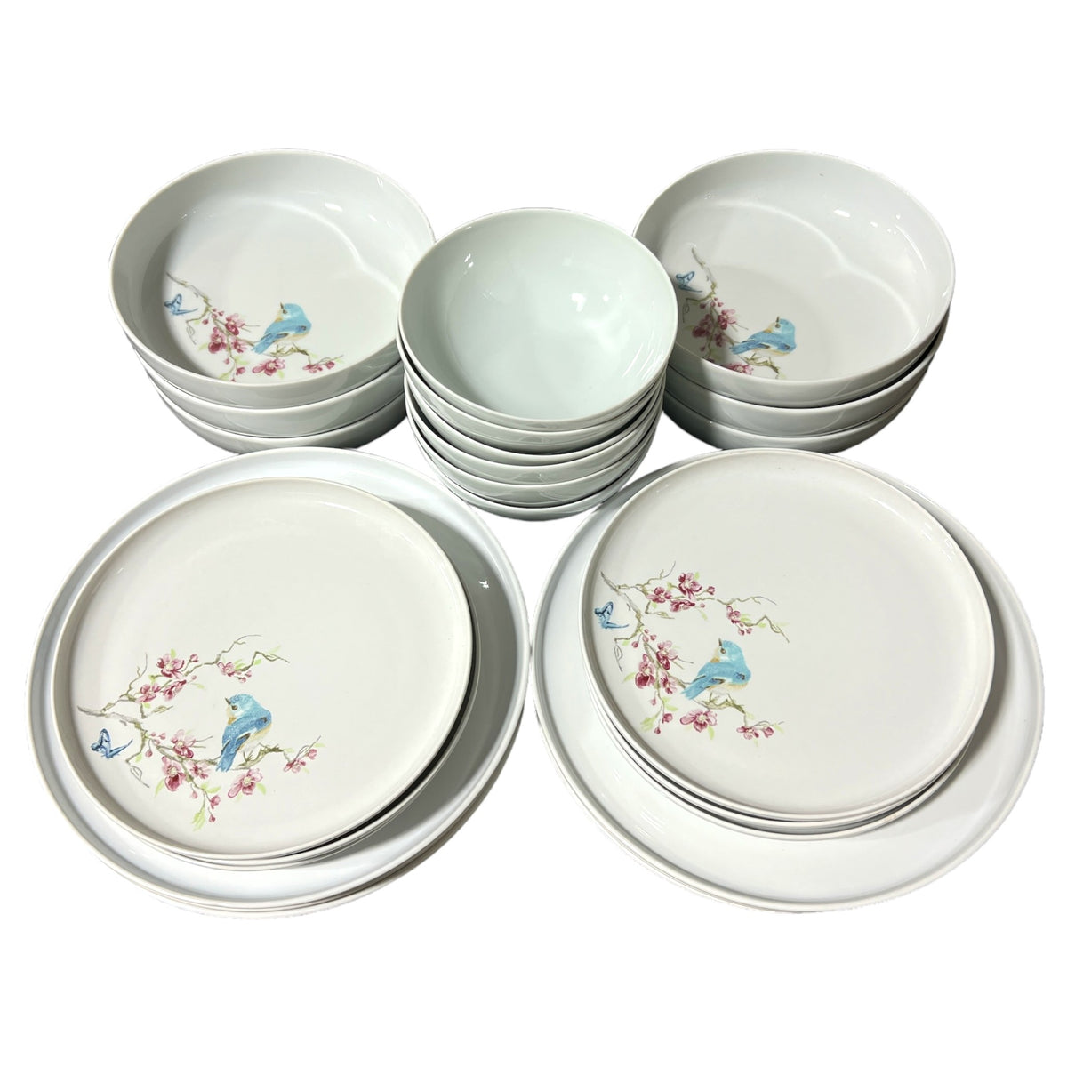 Blue Bird 24 Piece Dinner Plate Set