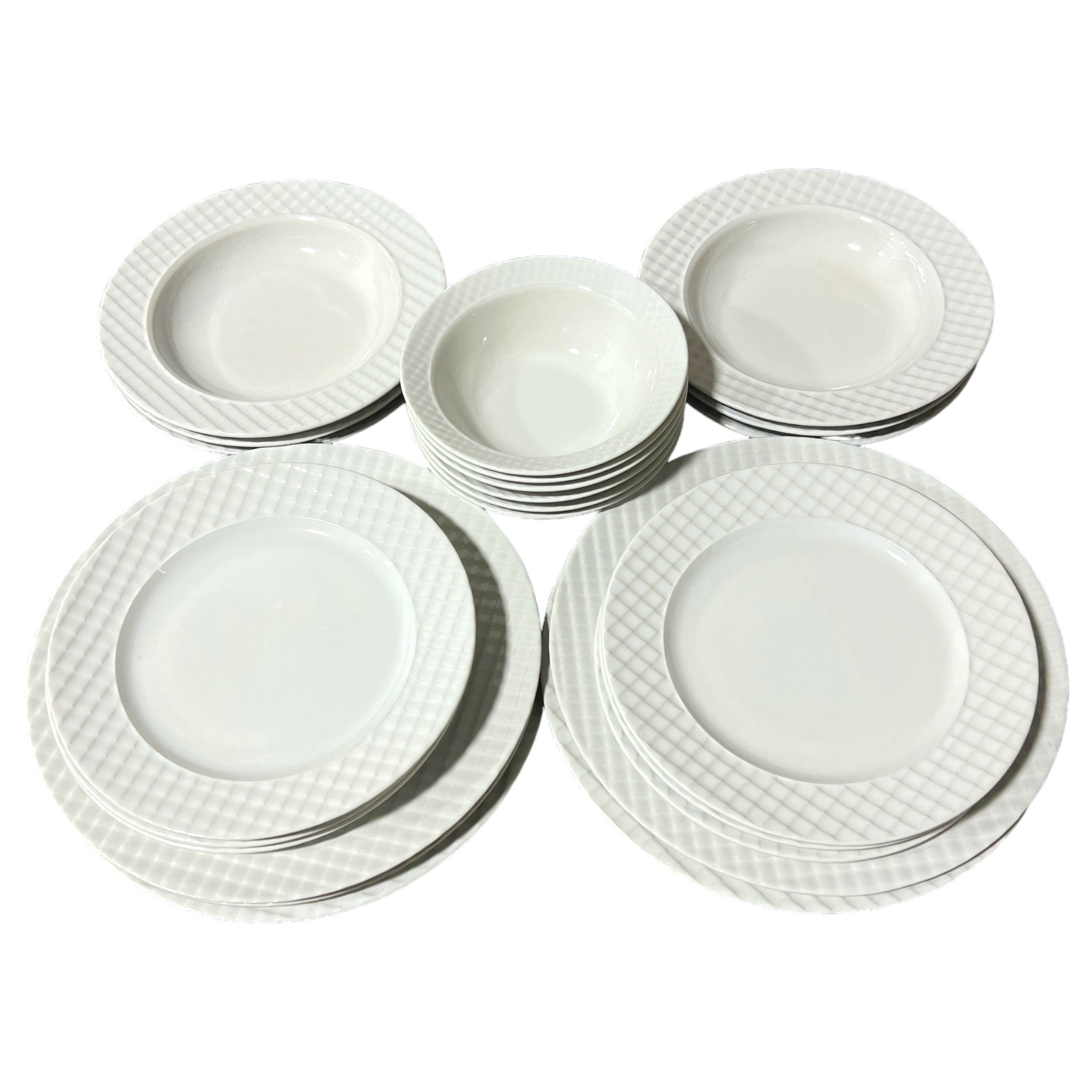 White Pattern 24 Piece Dinner Plate Set